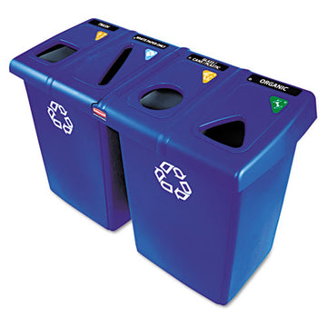 Rubbermaid® Commercial Glutton Recycling Station, Four-stream, 92 Gal, Blue freeshipping - TVN Wholesale